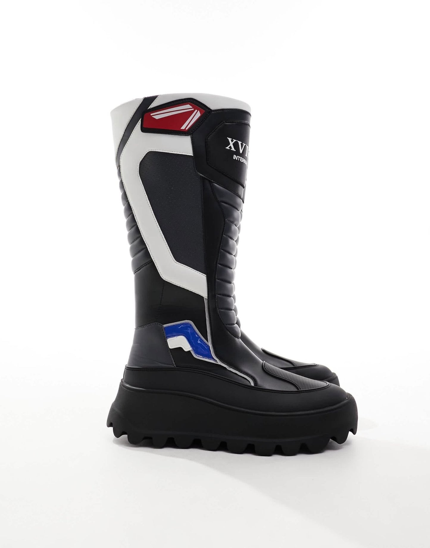 ASOS DESIGN chunky knee high biker boot with motocross details in black - ASOS Sample Sale EU Store