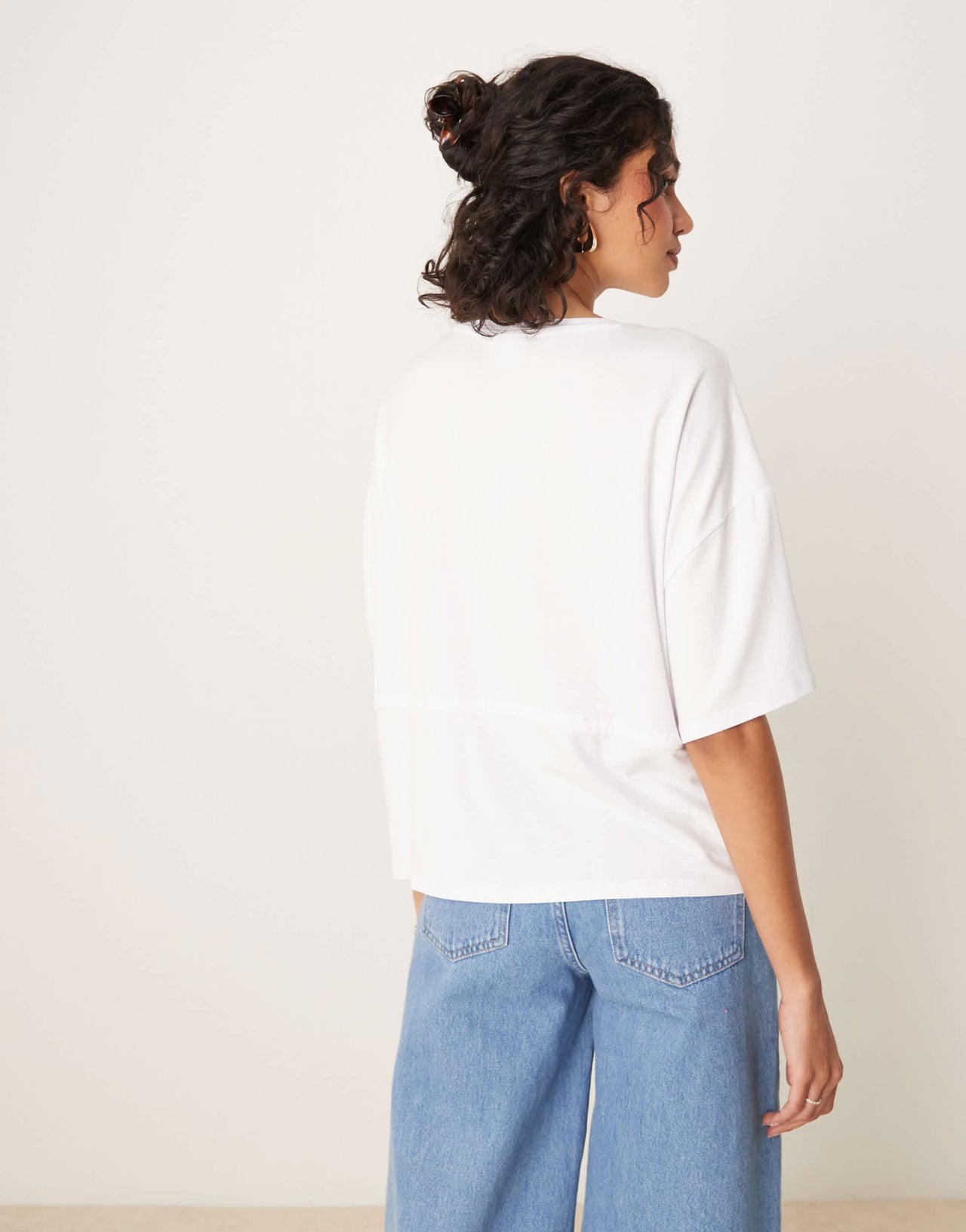 ASOS DESIGN cinched elastic hanky hem t shirt in white - ASOS Sample Sale EU Store