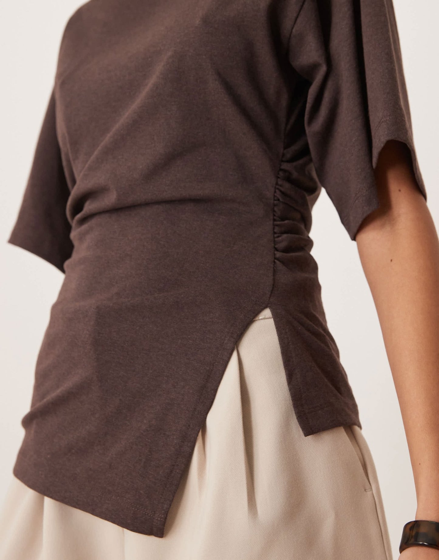ASOS DESIGN cinched side t-shirt in brown - ASOS Sample Sale EU Store