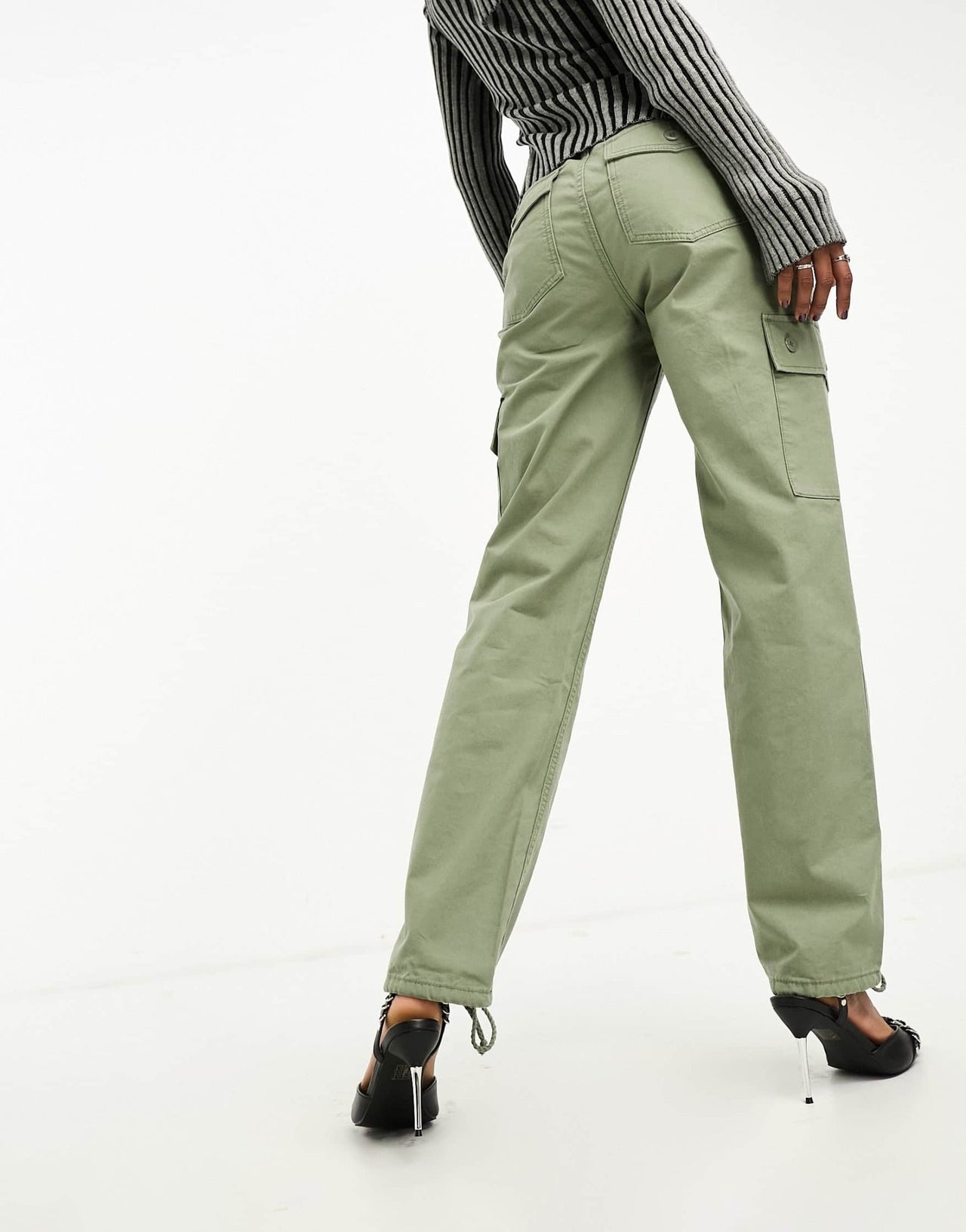 ASOS DESIGN clean cargo trouser with tab detail in olive - ASOS Sample Sale EU Store