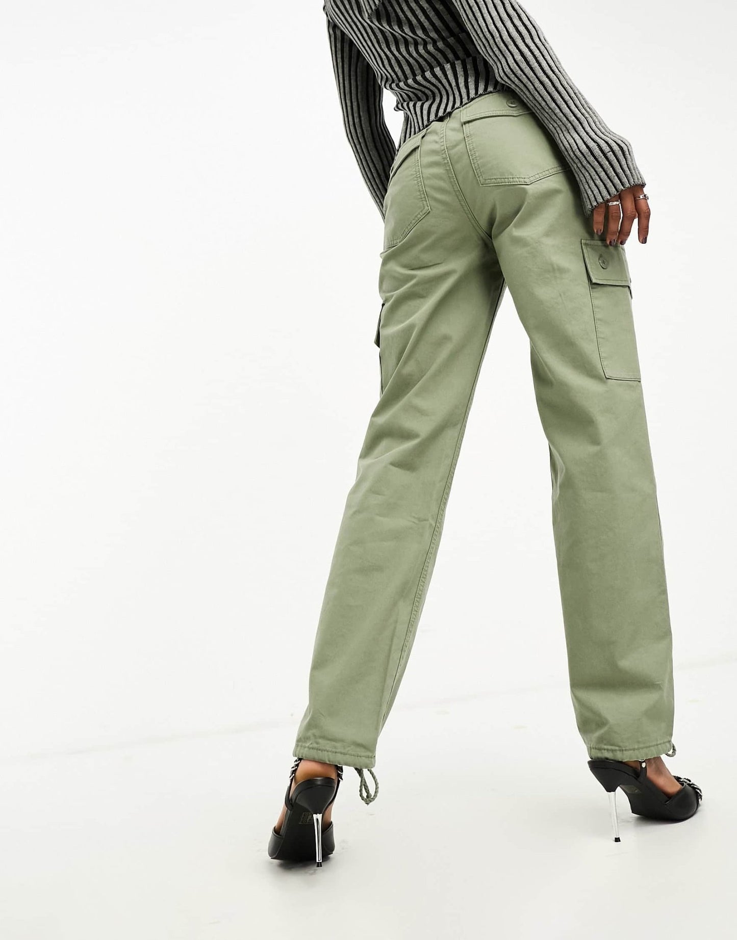 ASOS DESIGN clean cargo trouser with tab detail in olive - ASOS Sample Sale EU Store