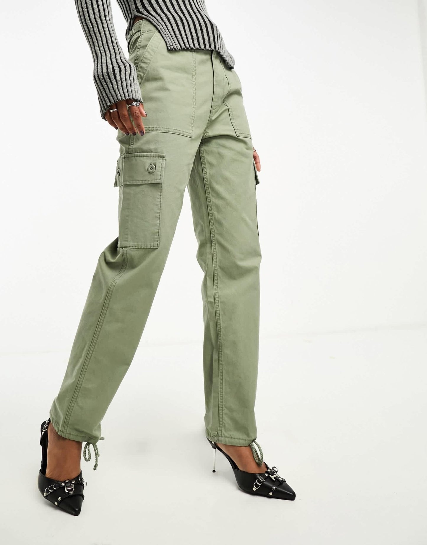 ASOS DESIGN clean cargo trouser with tab detail in olive - ASOS Sample Sale EU Store