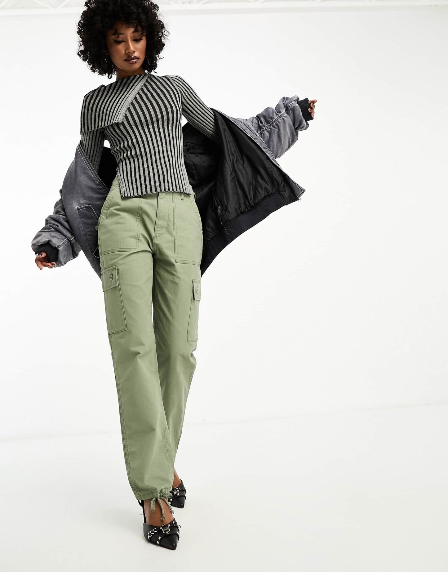 ASOS DESIGN clean cargo trouser with tab detail in olive - ASOS Sample Sale EU Store