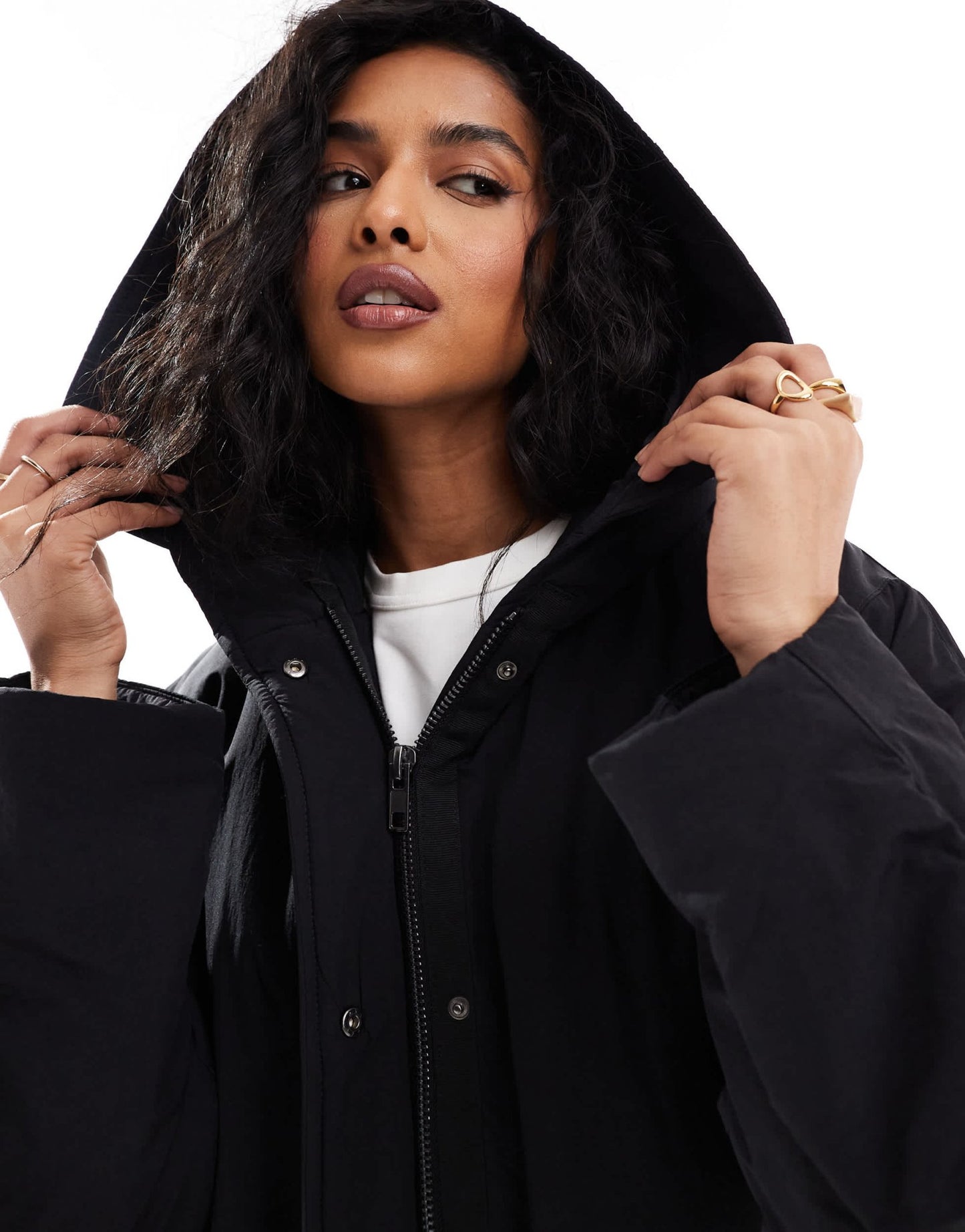ASOS DESIGN clean longline puffer coat with hood in black - ASOS Sample Sale EU Store