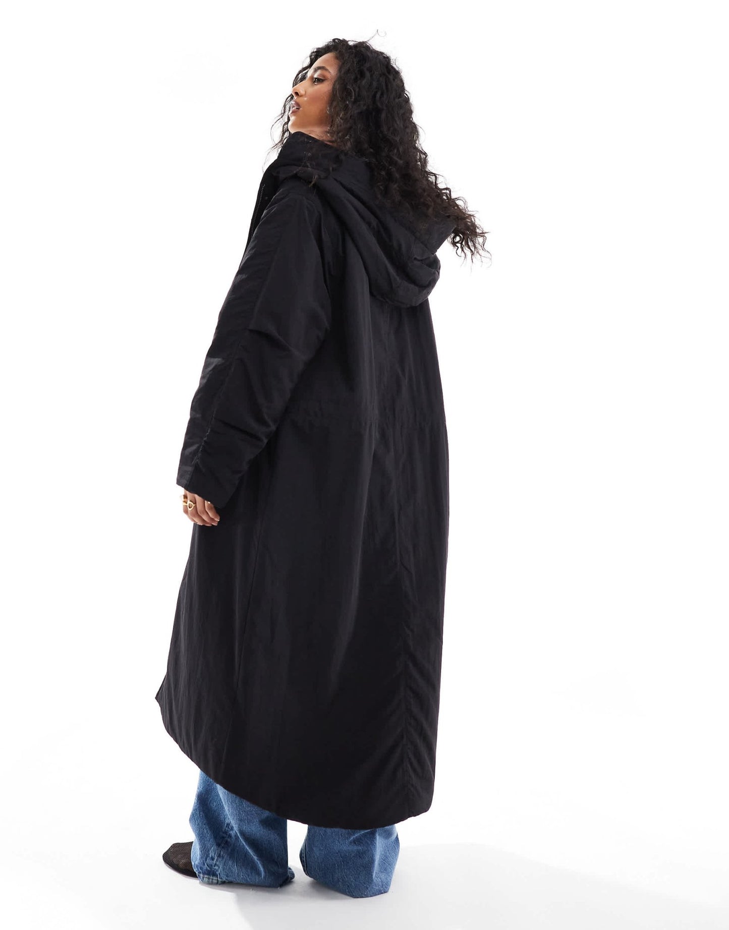 ASOS DESIGN clean longline puffer coat with hood in black - ASOS Sample Sale EU Store