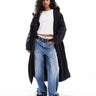 ASOS DESIGN clean longline puffer coat with hood in black