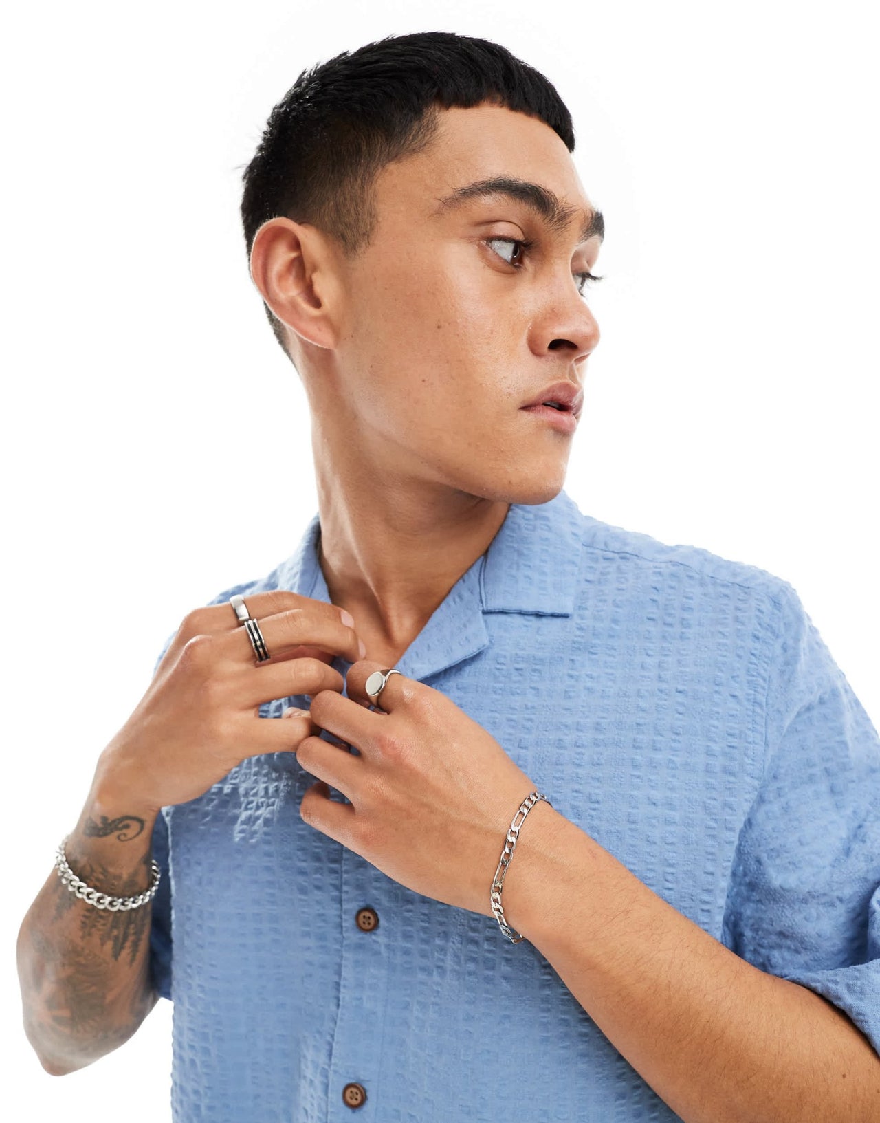 ASOS DESIGN co - ord 90s oversized short sleeve shirt in seersucker texture in dusty blue - ASOS Sample Sale EU Store