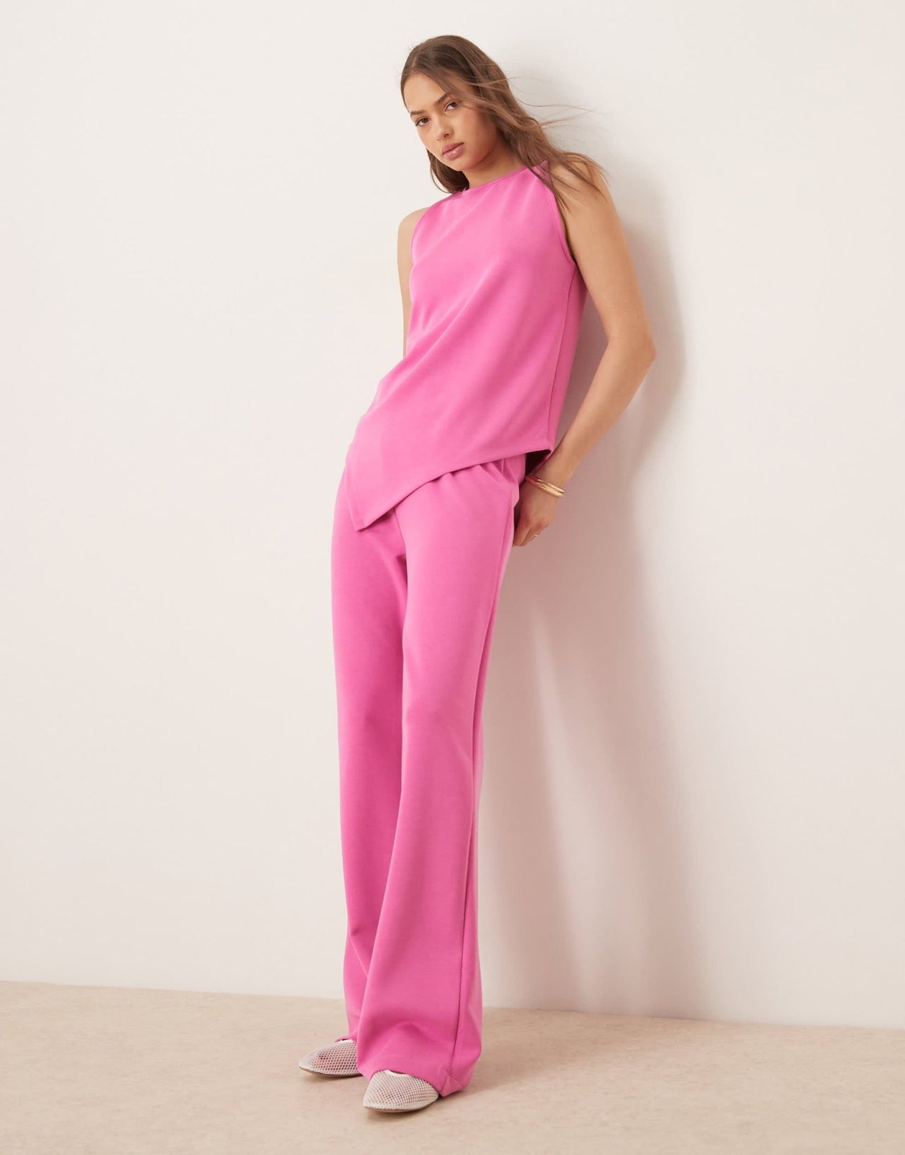 ASOS DESIGN co - ord asymmetric cupro vest in pink - ASOS Sample Sale EU Store