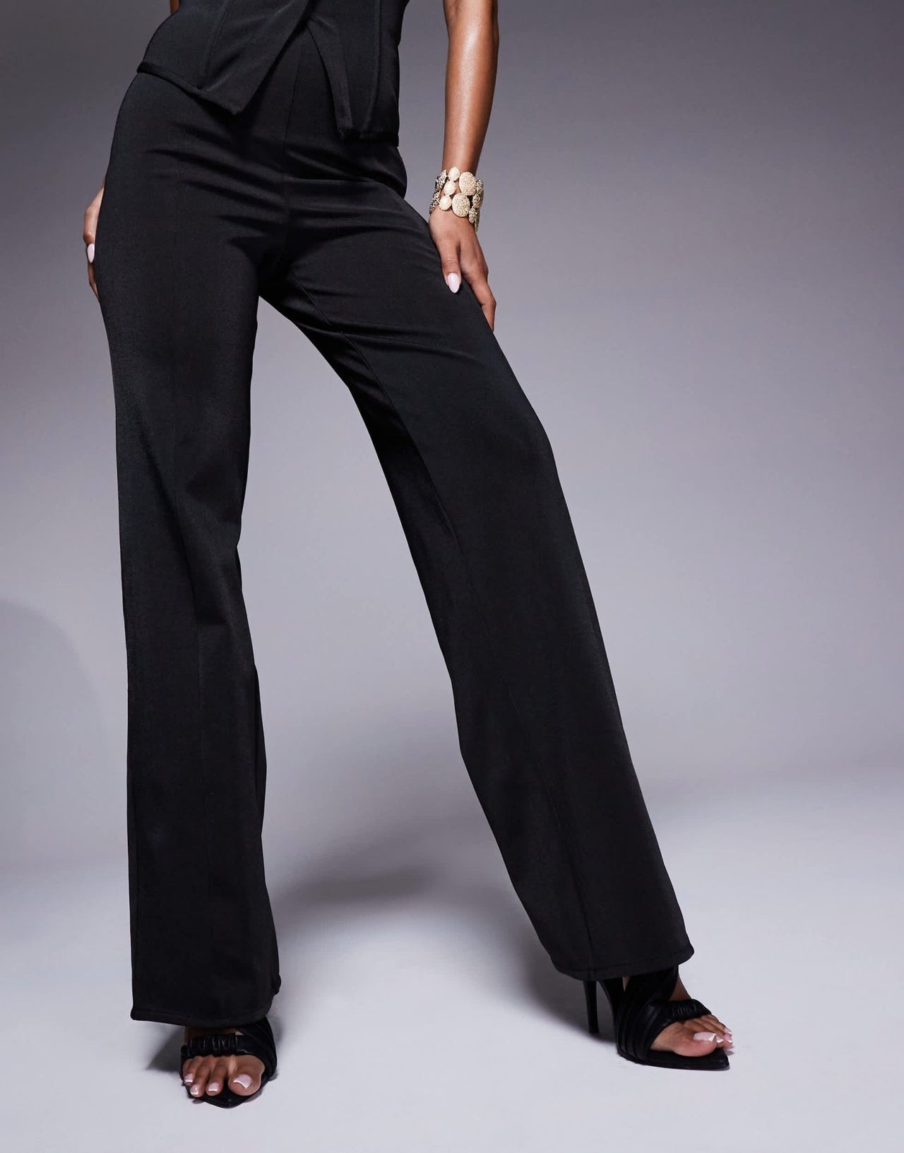 ASOS DESIGN co - ord bandage straight leg trouser in black - ASOS Sample Sale EU Store