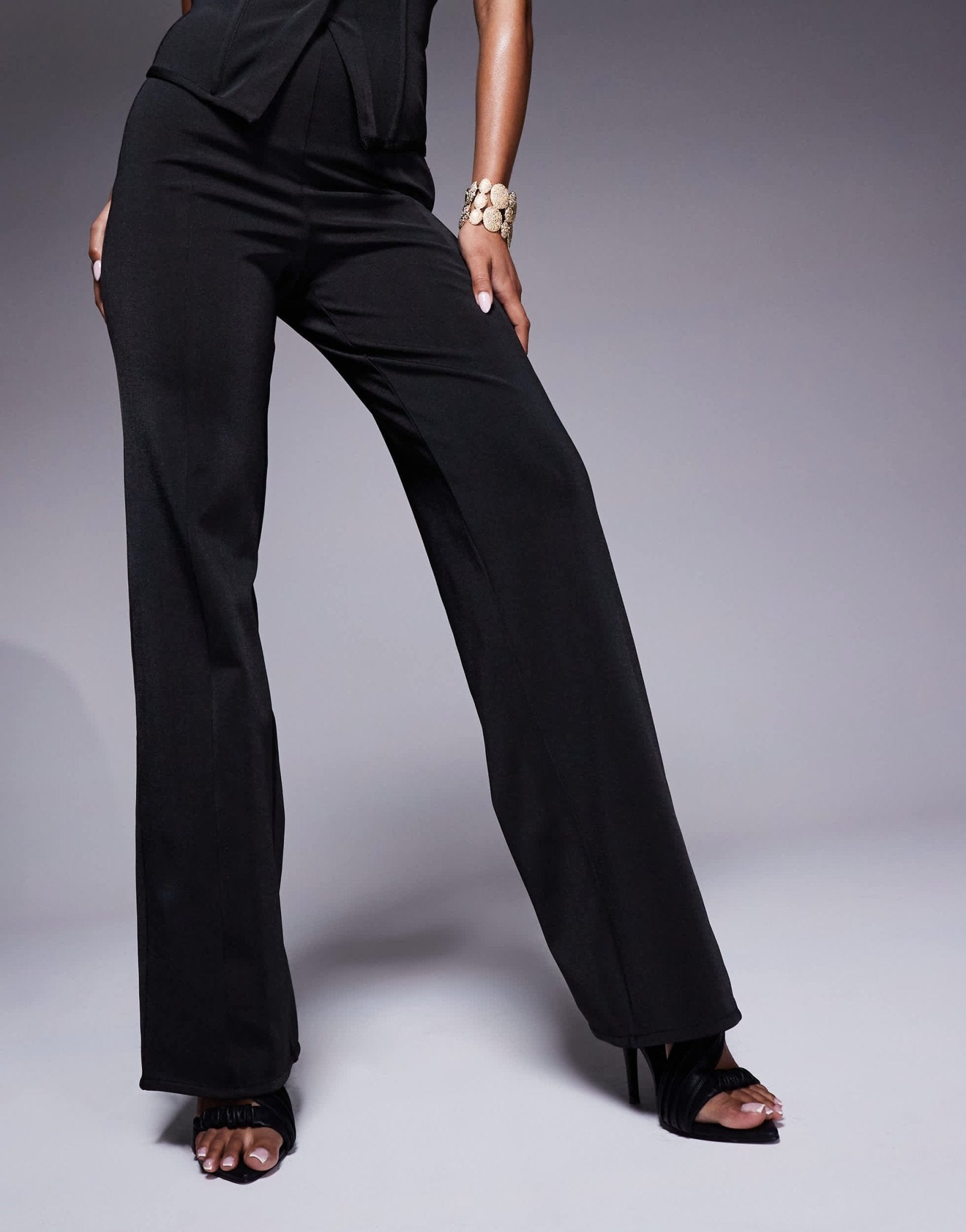 ASOS DESIGN co - ord bandage straight leg trouser in black - ASOS Sample Sale EU Store