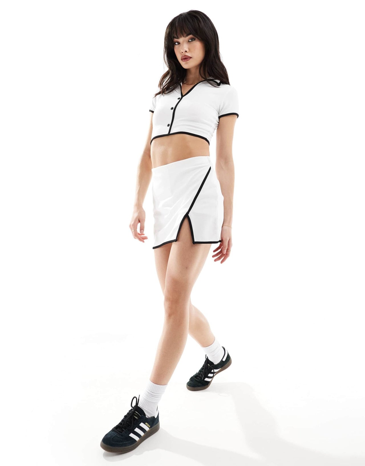 ASOS DESIGN co - ord crepe crop top with collar in white in scuba - style fabric - ASOS Sample Sale EU Store