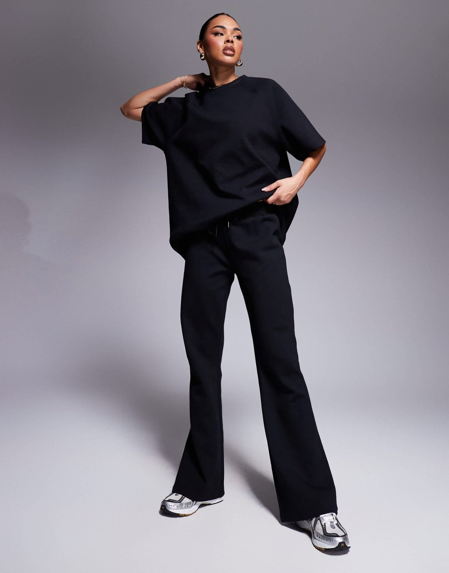ASOS DESIGN co - ord interlock raglan t-shirt in black - ASOS Sample Sale EU Store