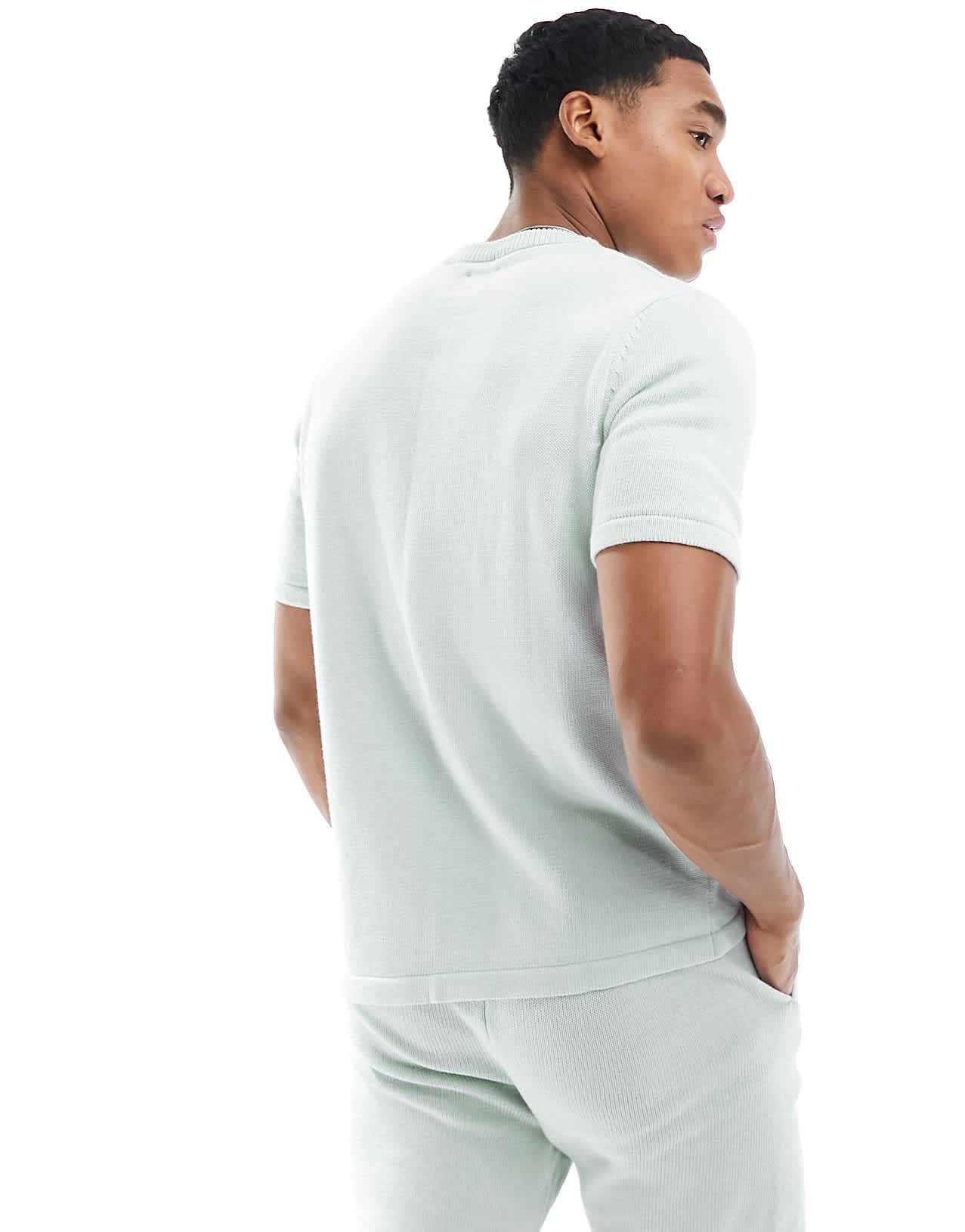 ASOS DESIGN co - ord midweight knitted cotton t-shirt in light blue - ASOS Sample Sale EU Store