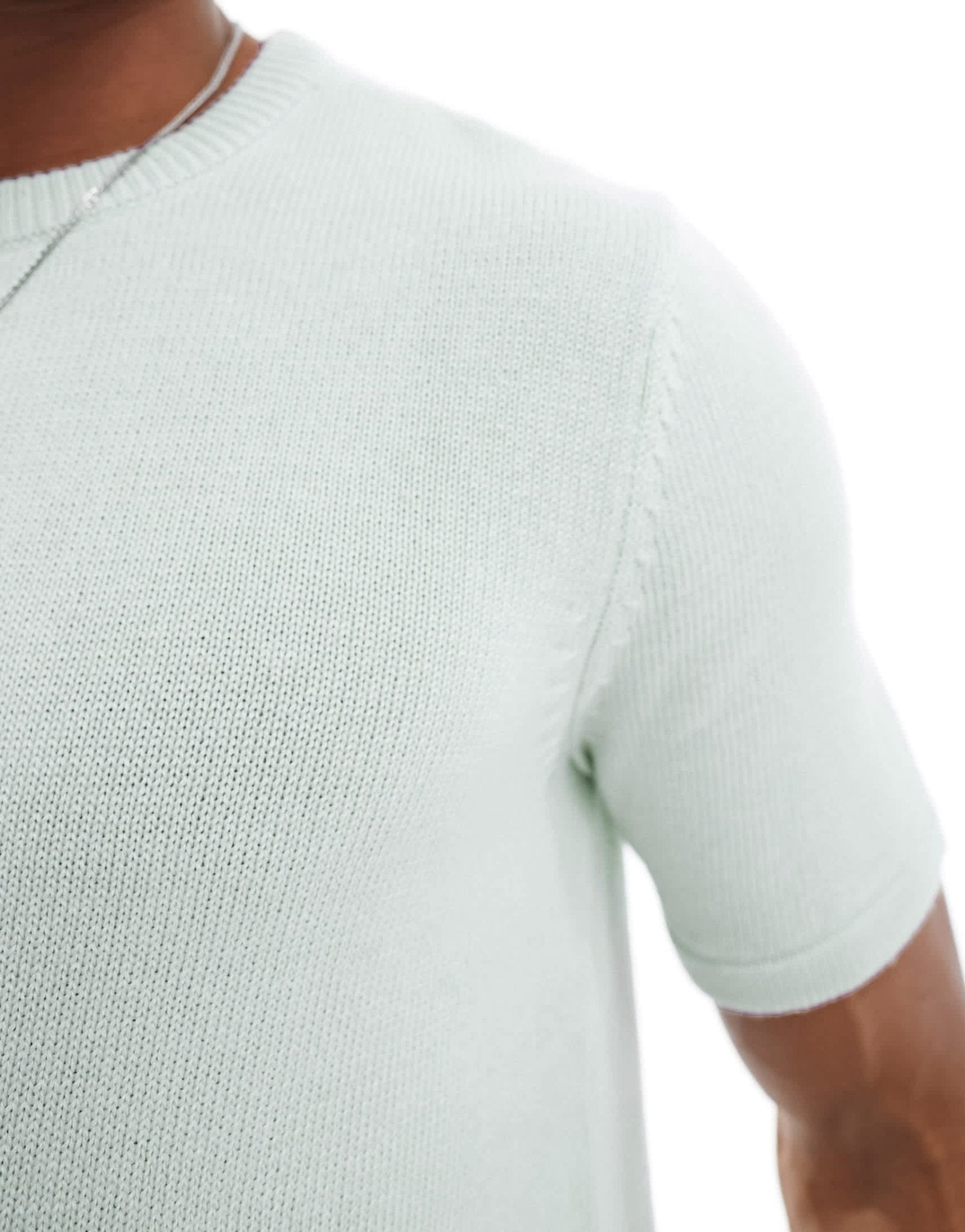 ASOS DESIGN co - ord midweight knitted cotton t-shirt in light blue - ASOS Sample Sale EU Store