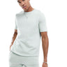 ASOS DESIGN co-ord midweight knitted cotton t-shirt in light blue