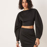 Conjunto de top corto con espalda abierta y mangas voluminosas ASOS DESIGN en negro de tela estilo scuba