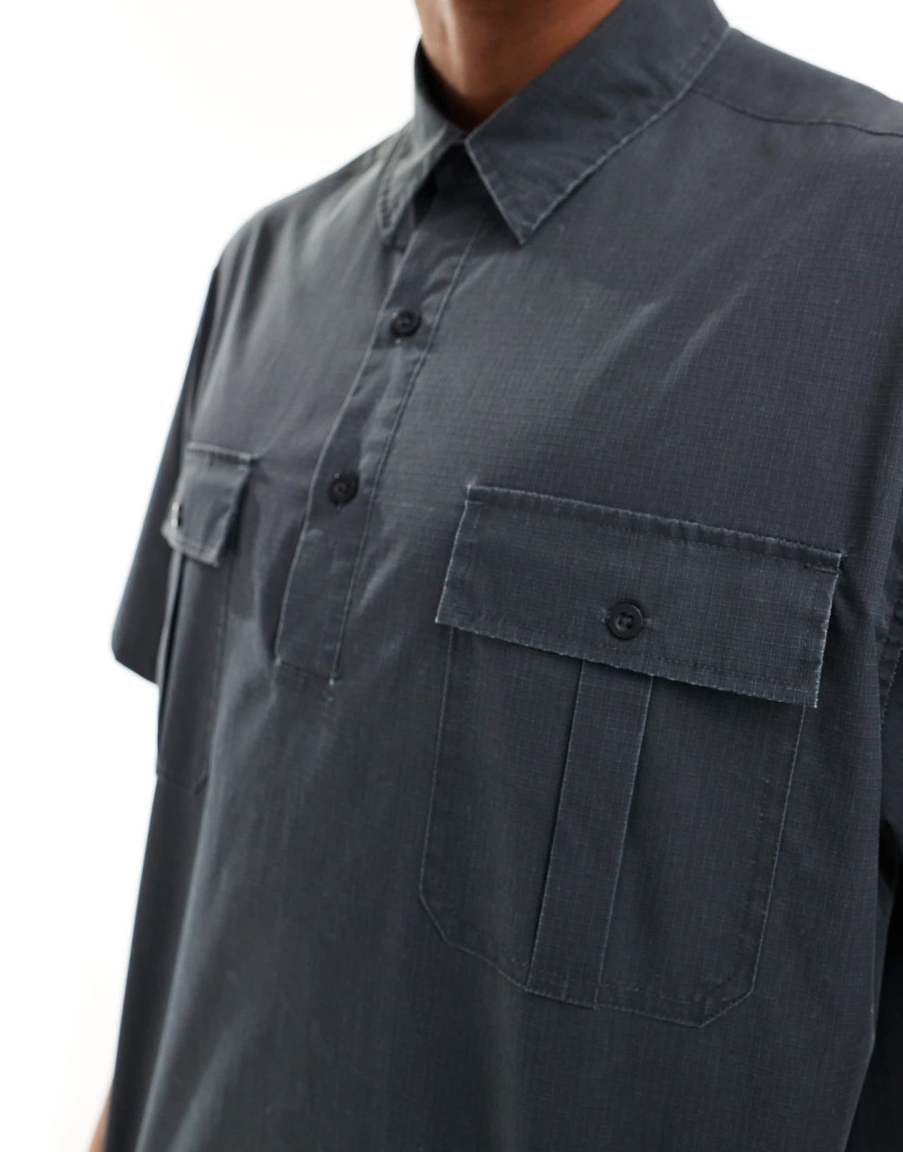 ASOS DESIGN co - ord overhead shirt with cargo pockets in charcoal - ASOS Sample Sale EU Store