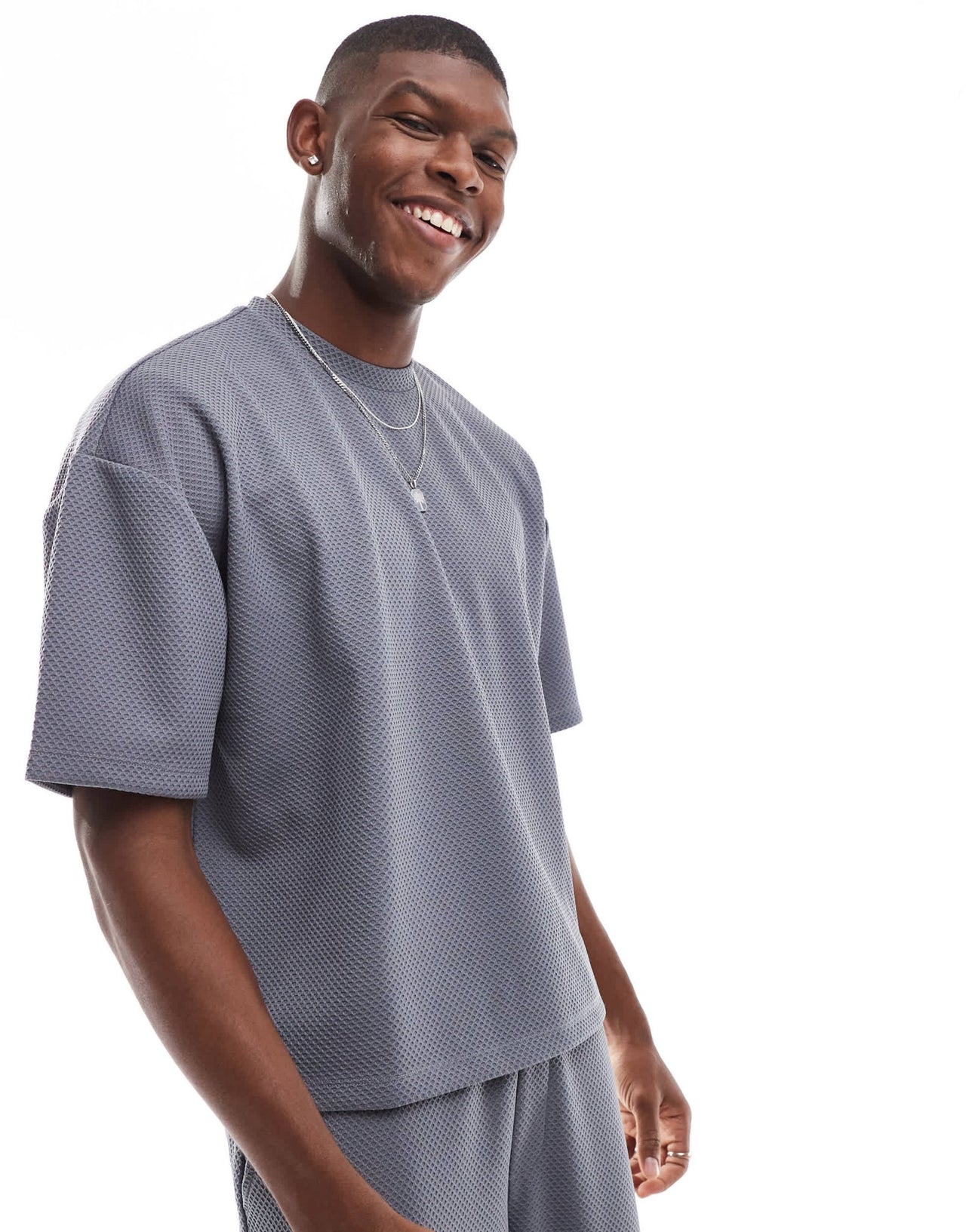 ASOS DESIGN co - ord oversized boxy t-shirt with heavyweight waffle texture in beige - ASOS Sample Sale EU Store