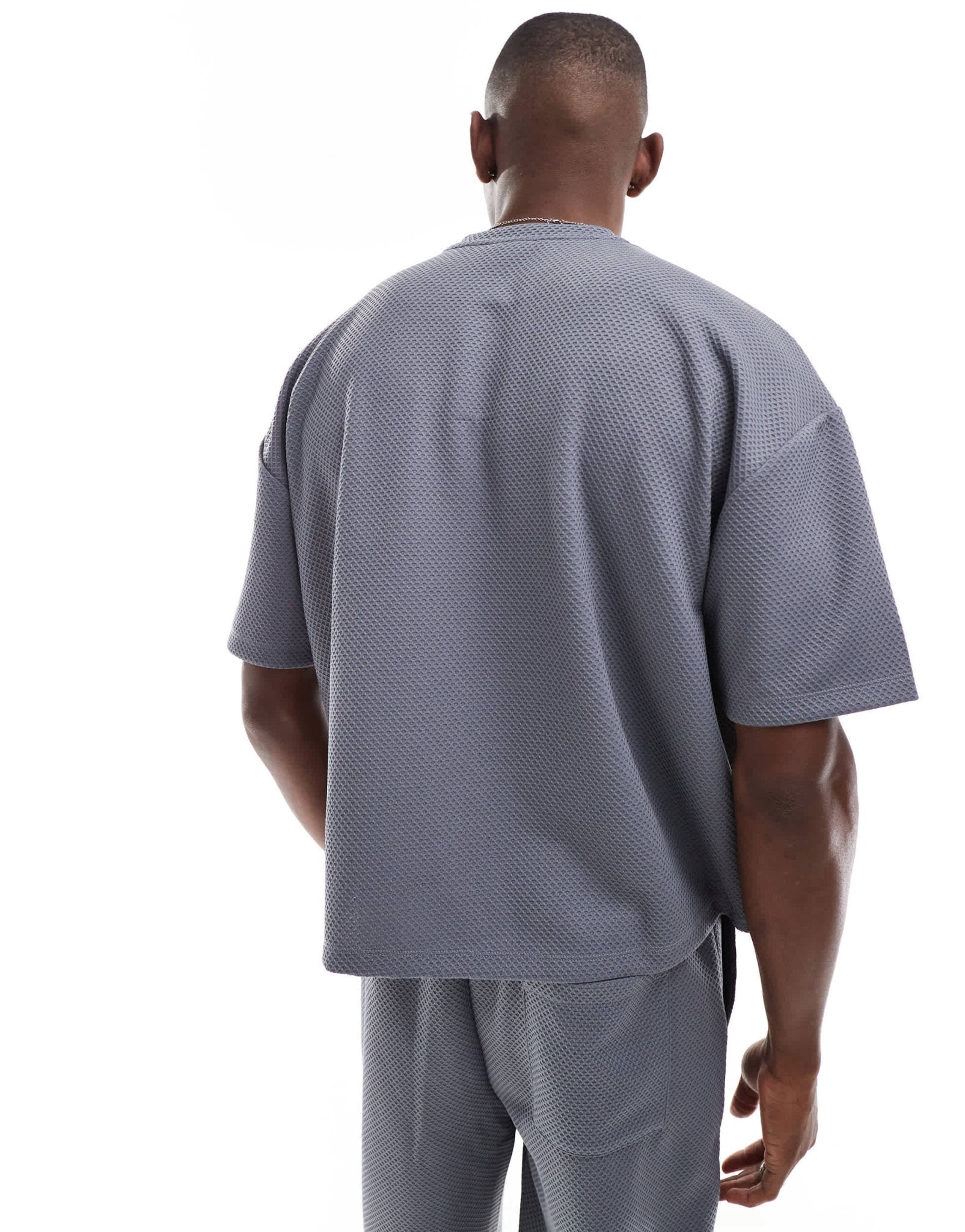 ASOS DESIGN co - ord oversized boxy t-shirt with heavyweight waffle texture in beige - ASOS Sample Sale EU Store