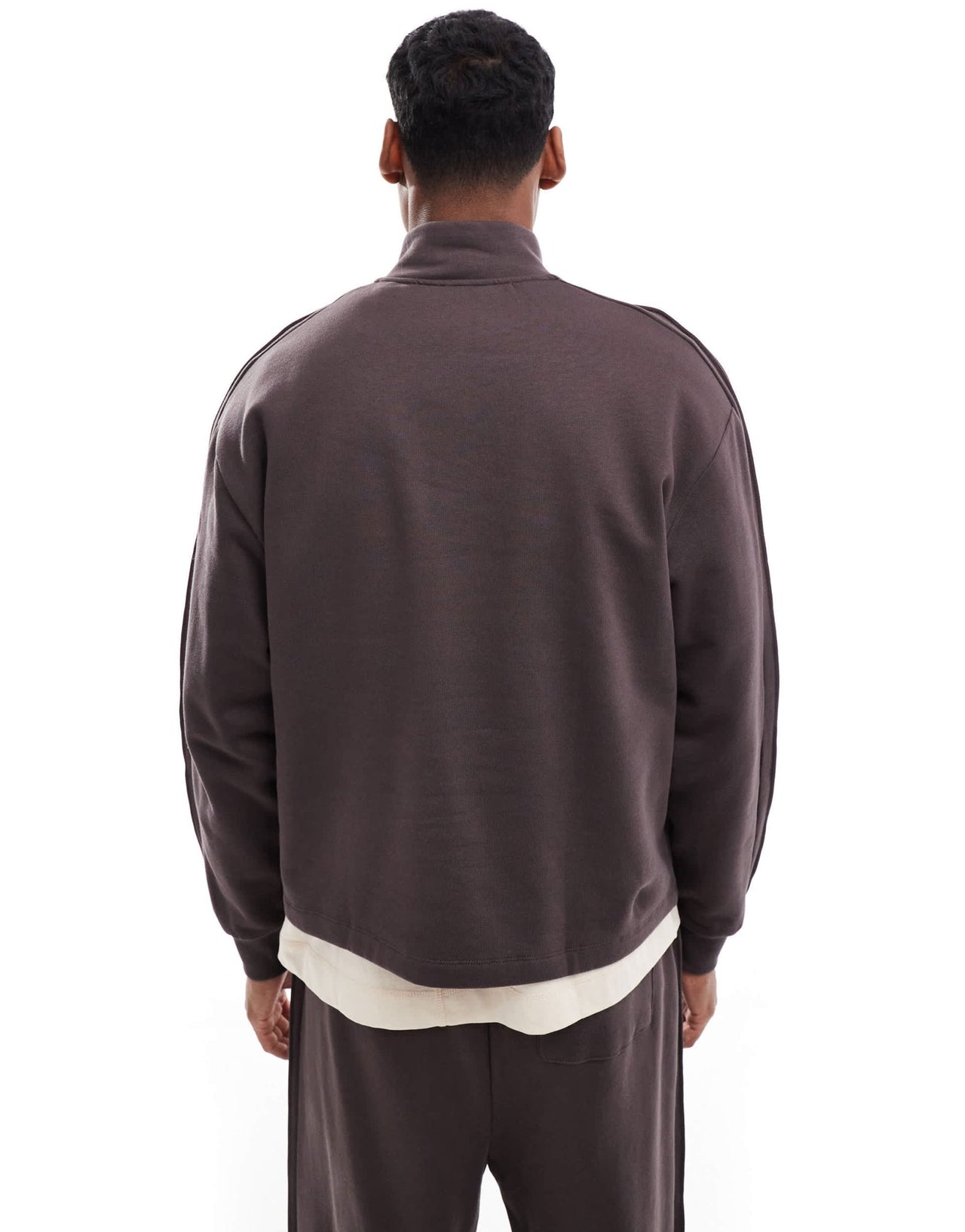 ASOS DESIGN co - ord quarter zip funnel neck sweatshirt in brown - ASOS Sample Sale EU Store