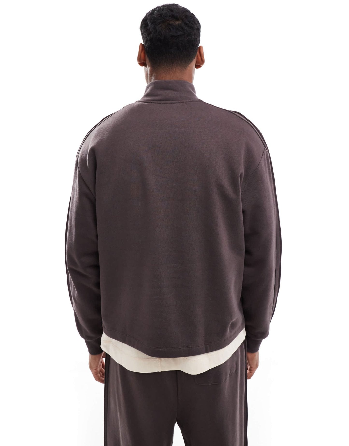 ASOS DESIGN co - ord quarter zip funnel neck sweatshirt in brown - ASOS Sample Sale EU Store
