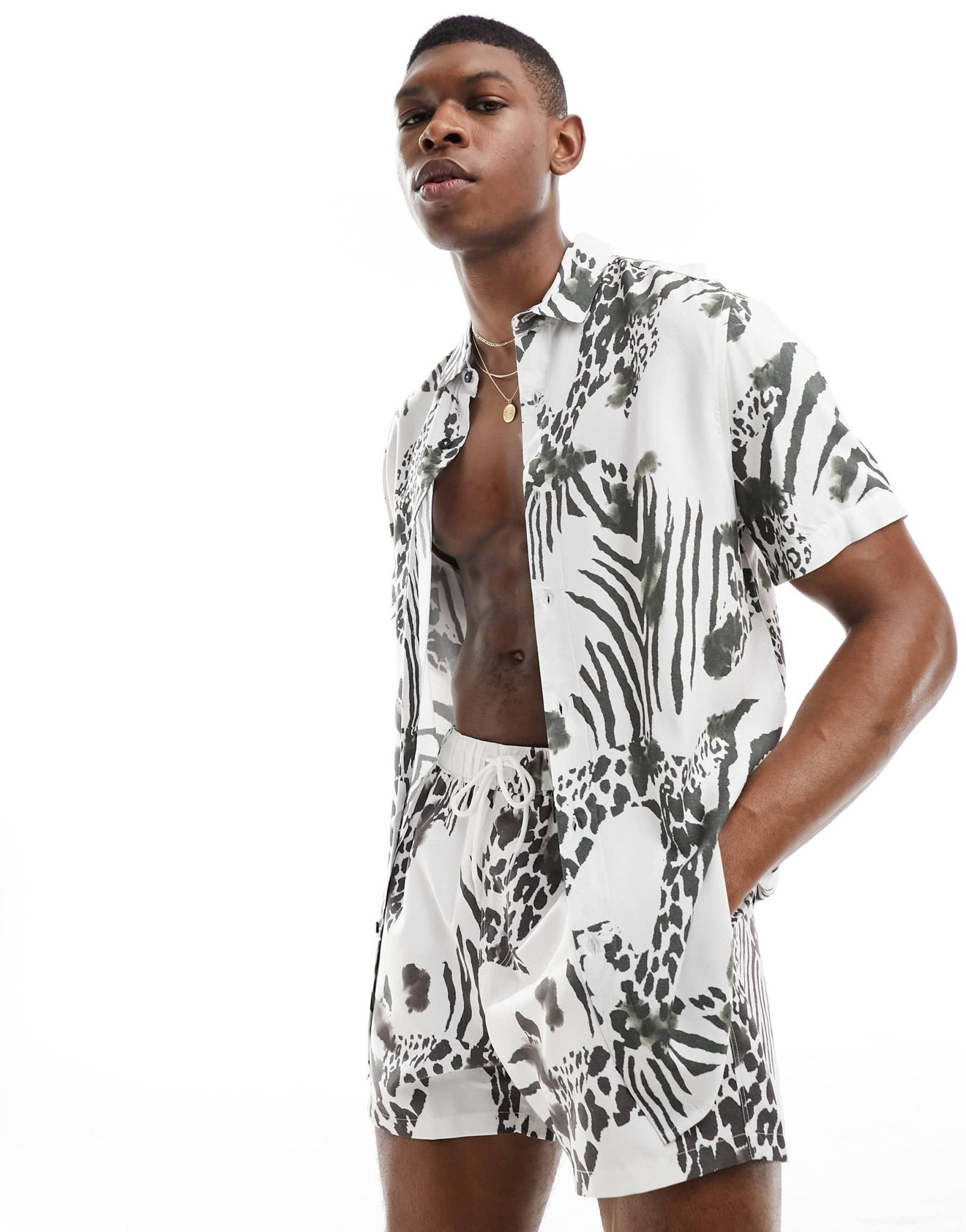 ASOS DESIGN co - ord regular shirt in animal print - ASOS Sample Sale EU Store
