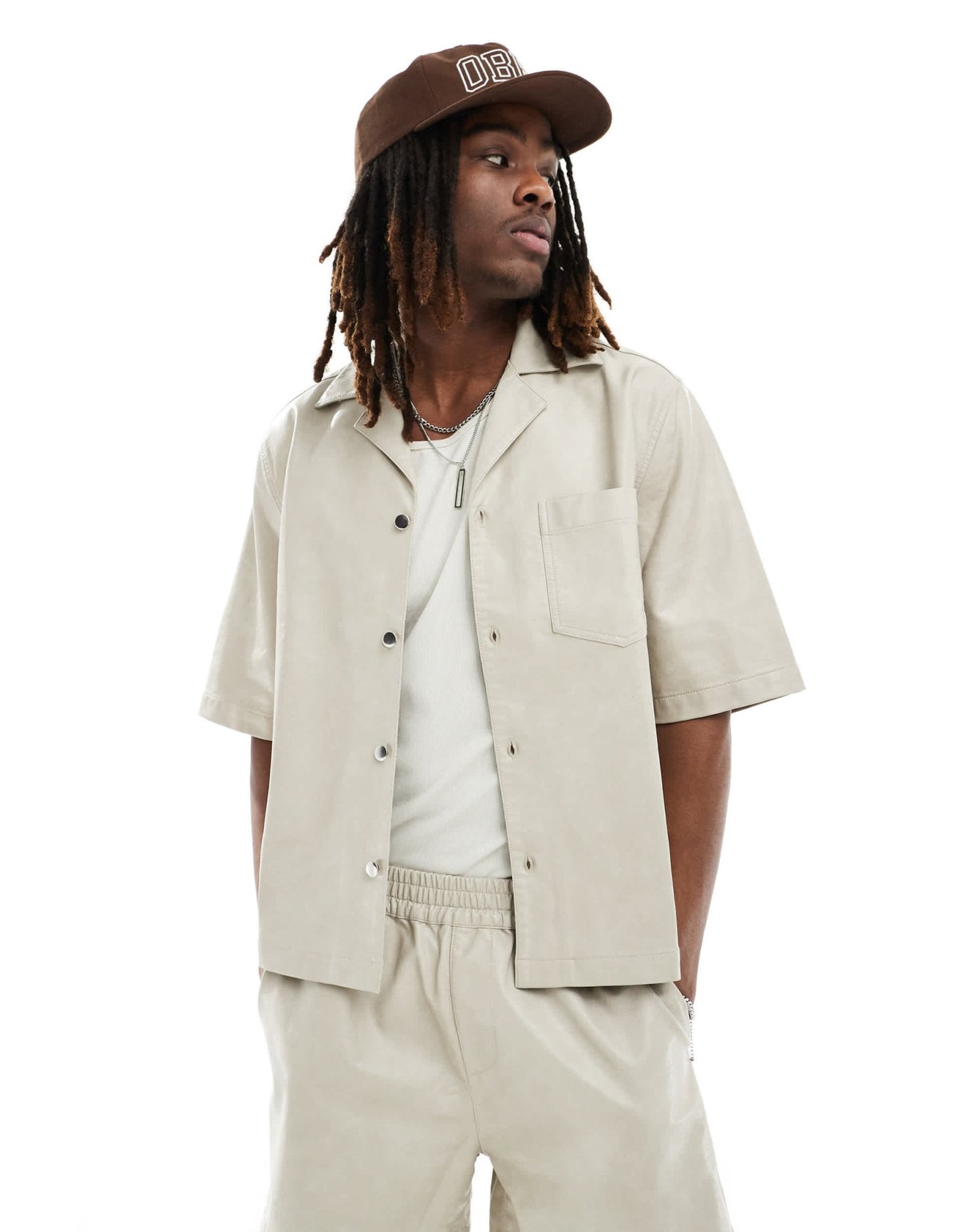 ASOS DESIGN co - ord relaxed longer sleeve shirt in PU - ASOS Sample Sale EU Store