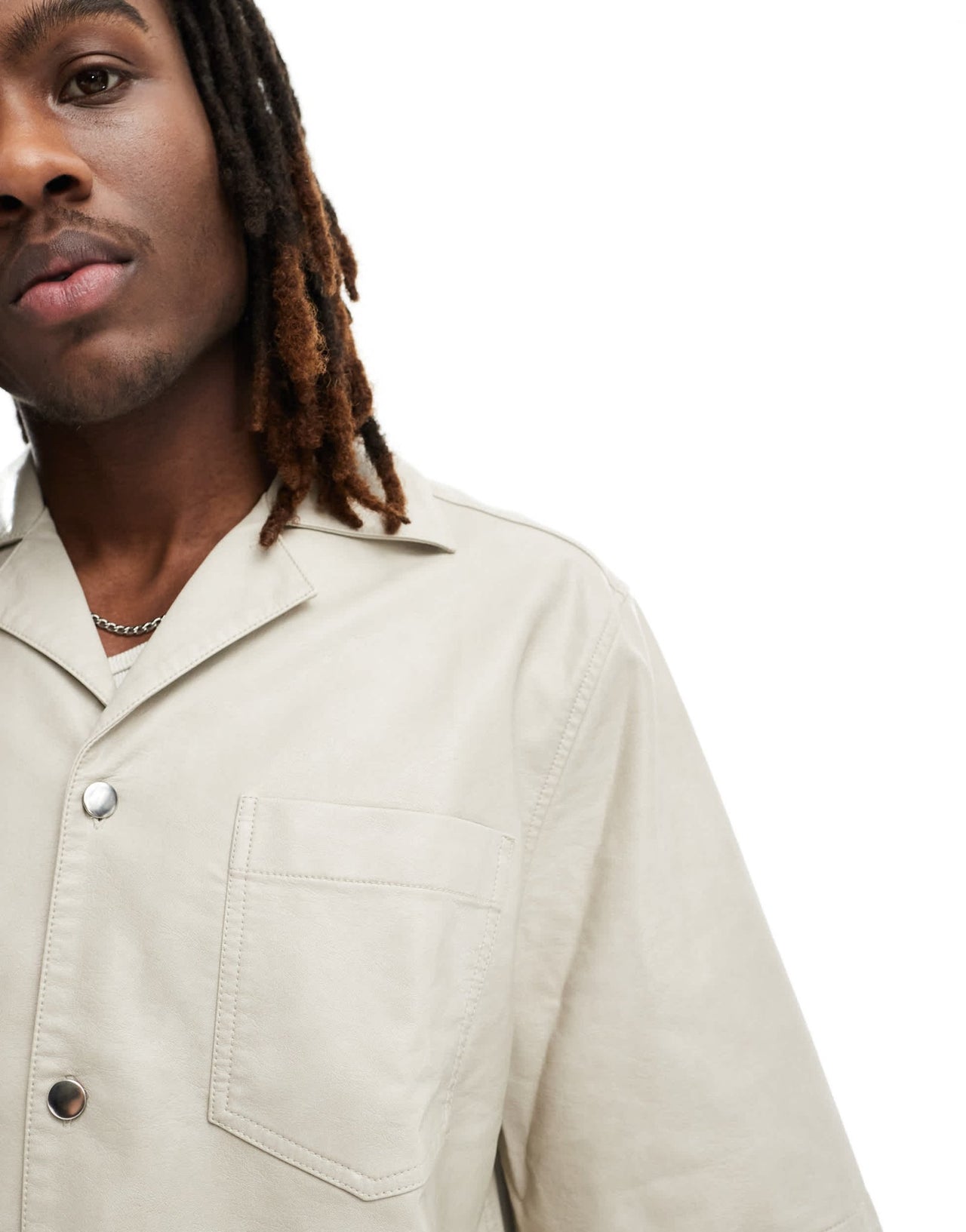 ASOS DESIGN co - ord relaxed longer sleeve shirt in PU - ASOS Sample Sale EU Store