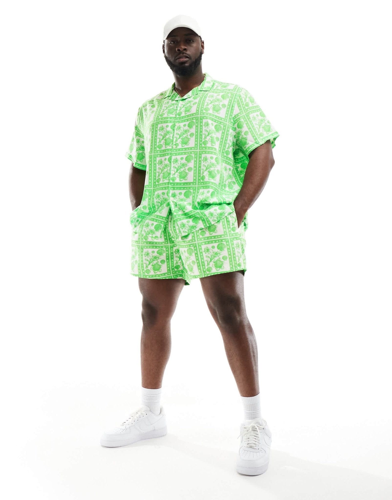 ASOS DESIGN co - ord relaxed revere shirt in floral tile print - ASOS Sample Sale EU Store