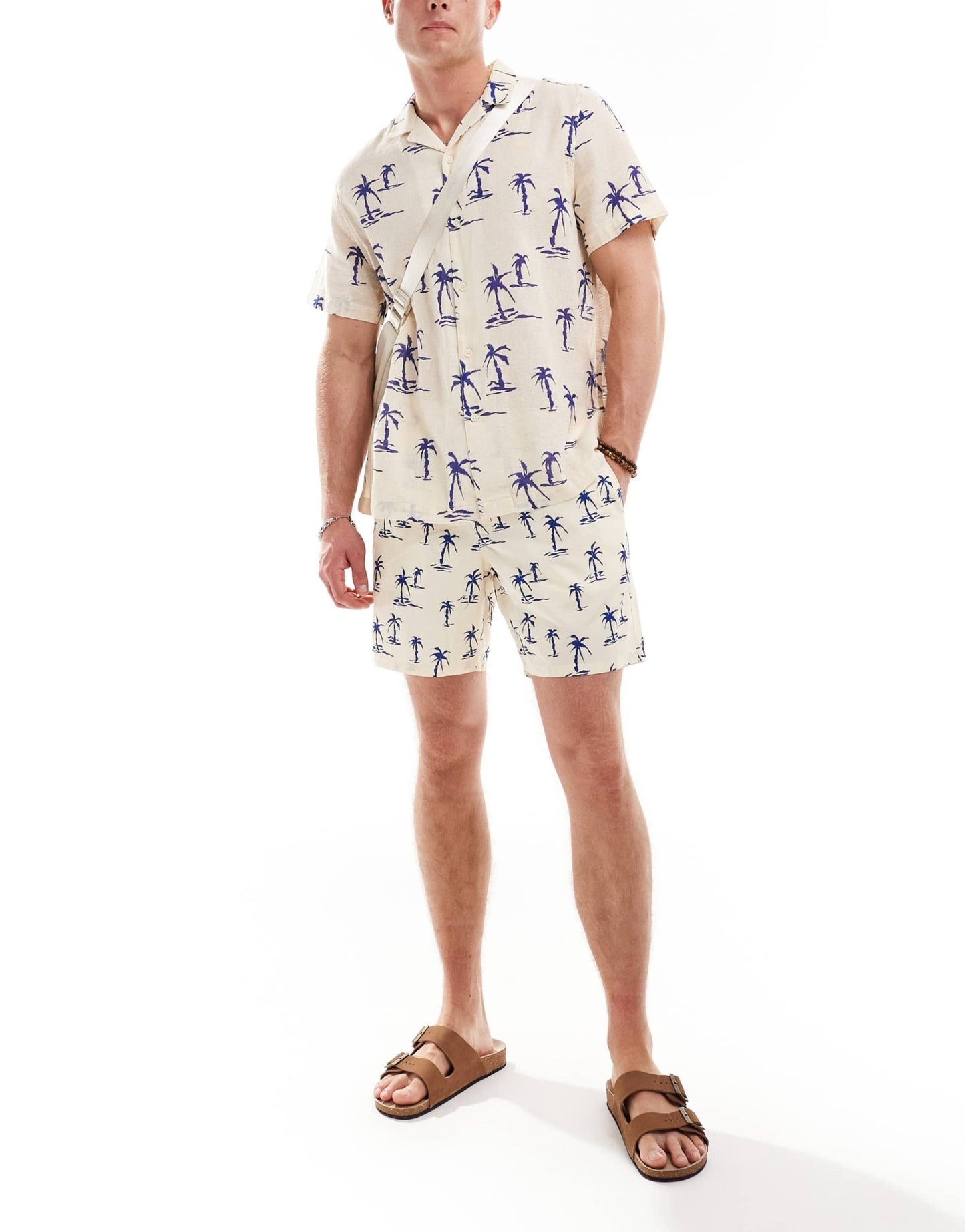 ASOS DESIGN co - ord relaxed revere shirt with palm tree print - ASOS Sample Sale EU Store