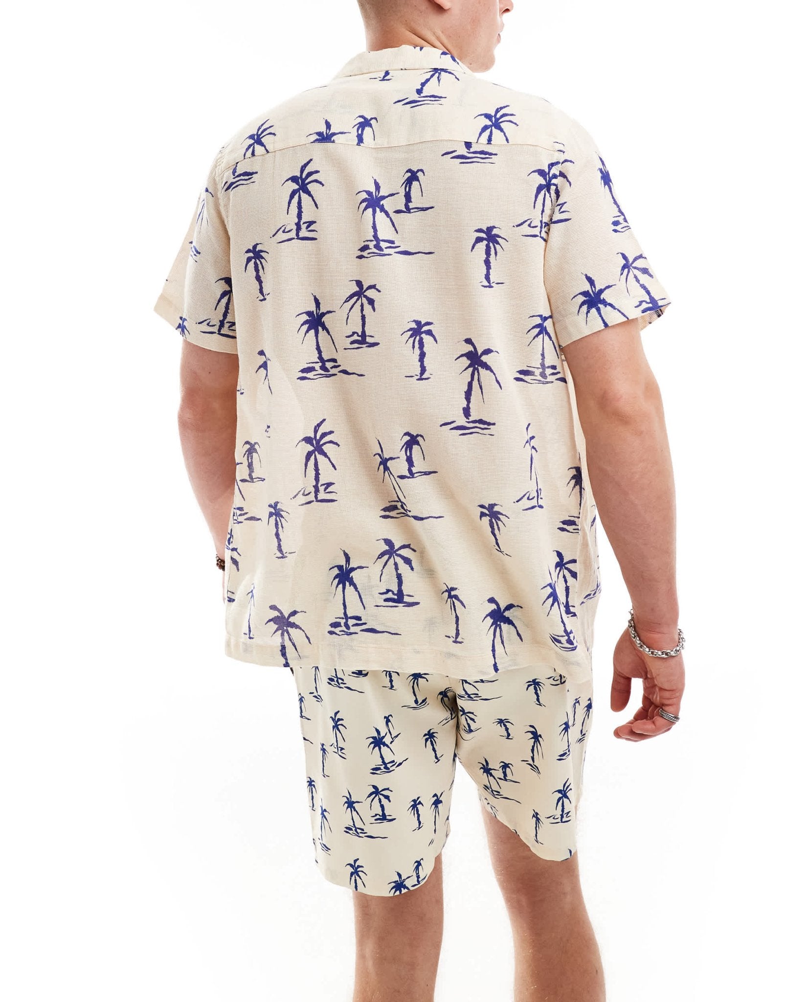 ASOS DESIGN co - ord relaxed revere shirt with palm tree print - ASOS Sample Sale EU Store