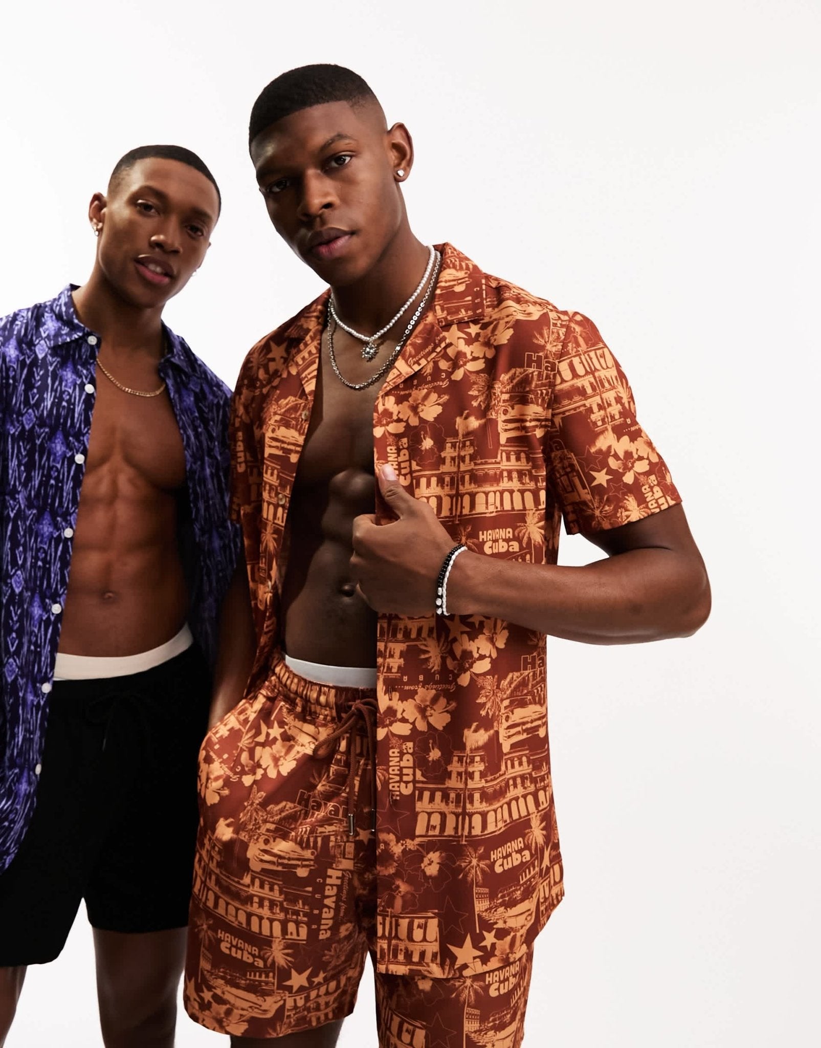ASOS DESIGN co - ord revere shirt in brown print - ASOS Sample Sale EU Store