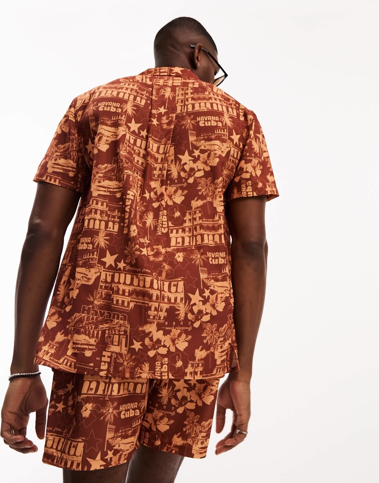 ASOS DESIGN co - ord revere shirt in brown print - ASOS Sample Sale EU Store