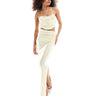 ASOS DESIGN co-ord ruched side satin twill maxi skirt in lemon