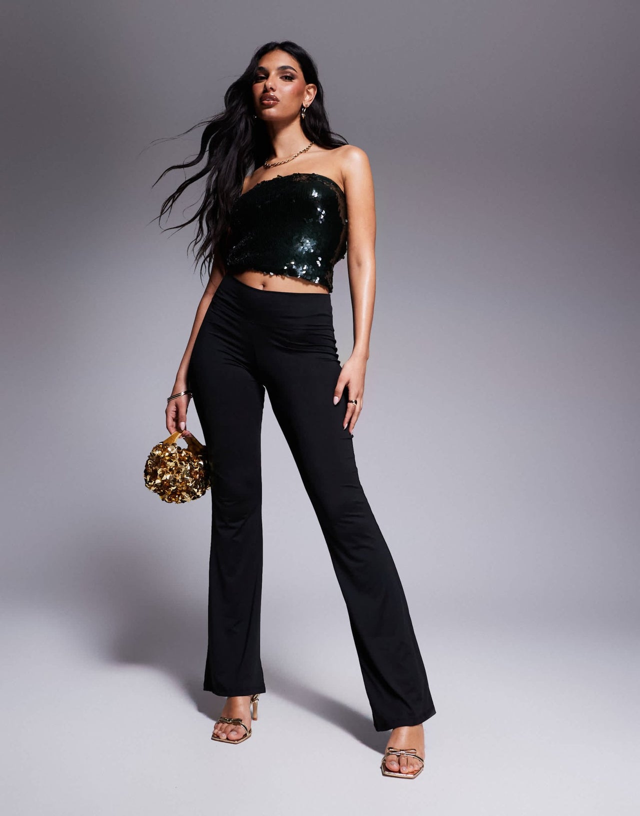 ASOS DESIGN co - ord sequin bandeau top in forest green - ASOS Sample Sale EU Store