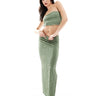 ASOS DESIGN co-ord set shirred textured bandeau top and column maxi skirt in khaki