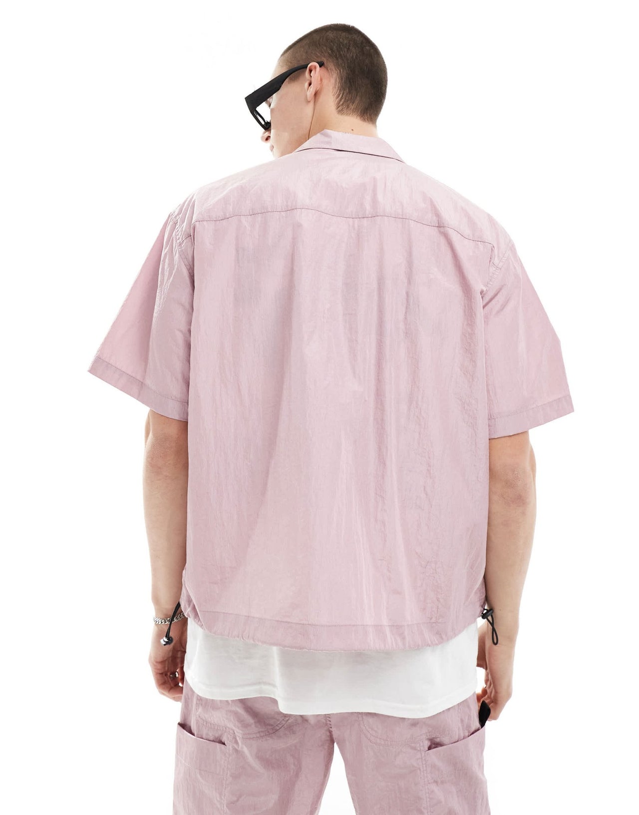 ASOS DESIGN co - ord short sleeve boxy oversized revere utility shirt in dusty pink - ASOS Sample Sale EU Store