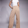 ASOS DESIGN co-ord soft handle pleated wide leg trousers in stone