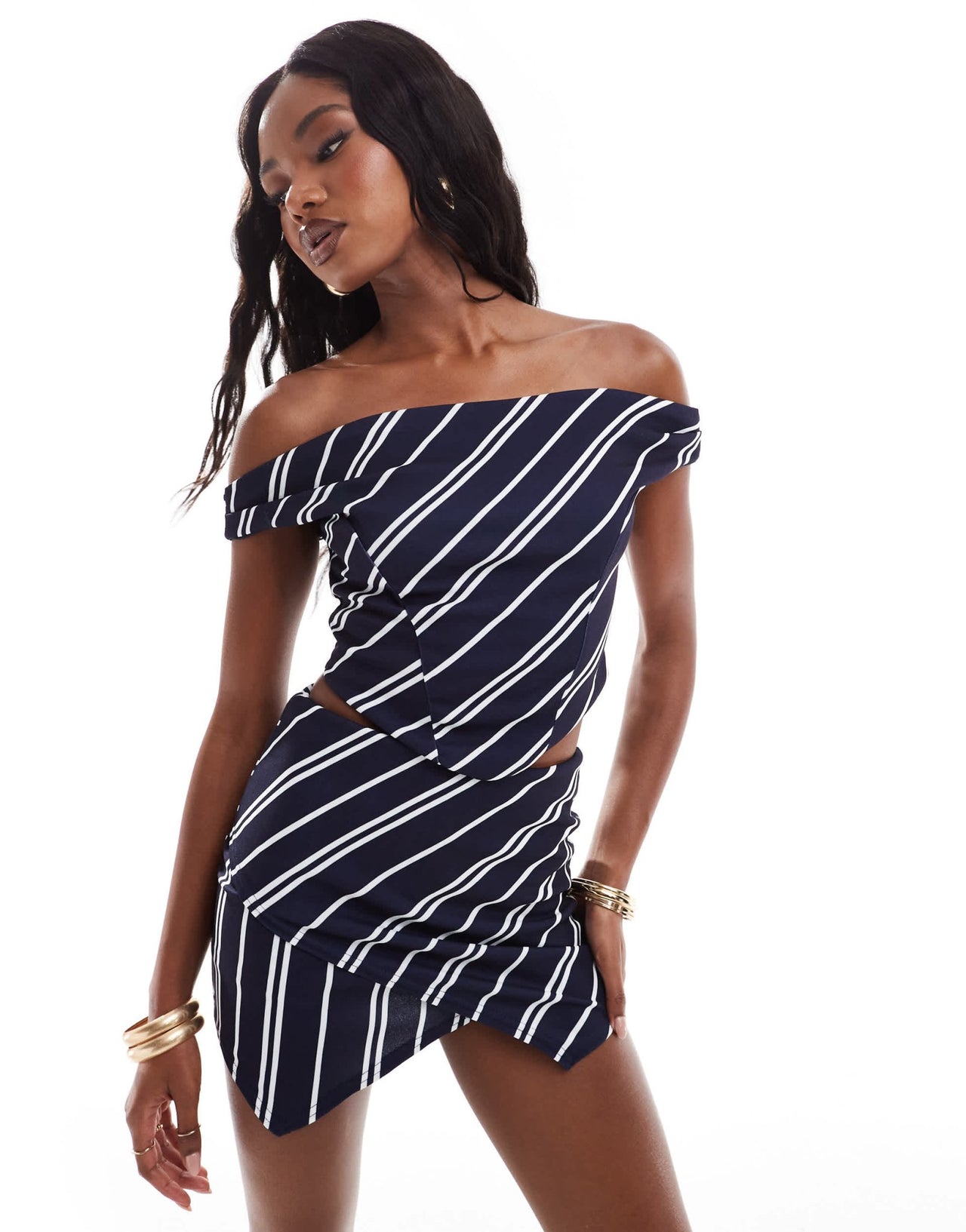 ASOS DESIGN co - ord stripe corset off shoulder top - ASOS Sample Sale EU Store