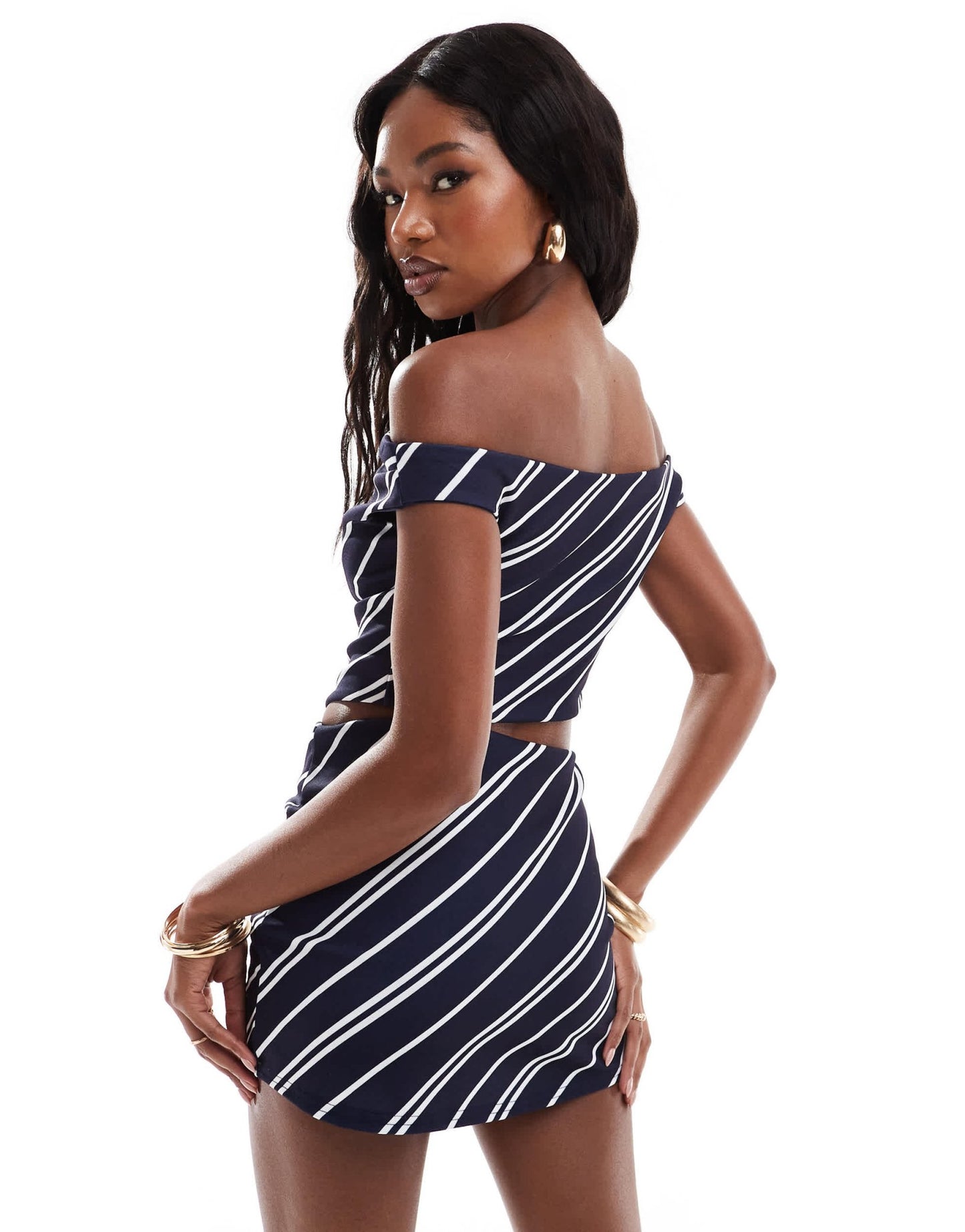 ASOS DESIGN co - ord stripe corset off shoulder top - ASOS Sample Sale EU Store