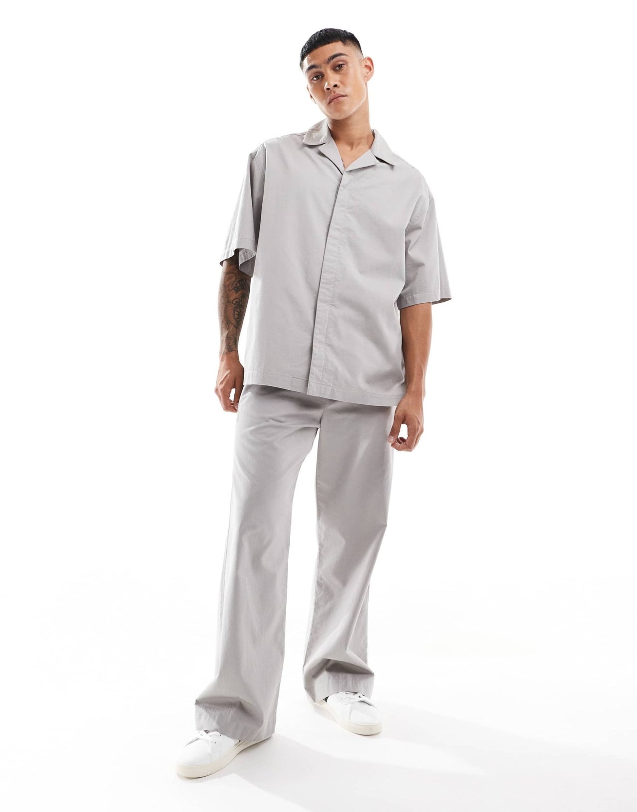 ASOS DESIGN co - ord wide baggy trousers with elasticated waist in neutral - ASOS Sample Sale EU Store
