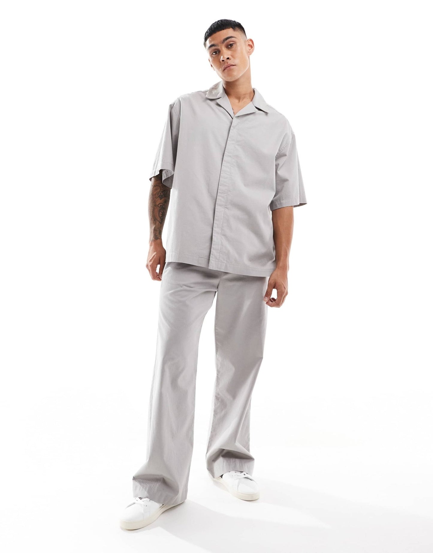 ASOS DESIGN co - ord wide baggy trousers with elasticated waist in neutral - ASOS Sample Sale EU Store
