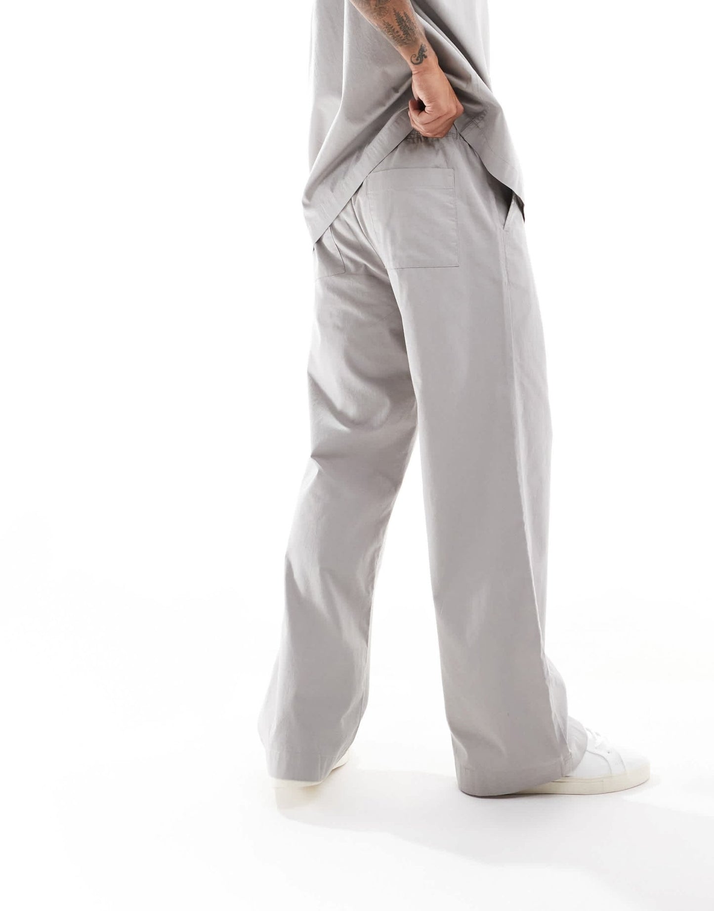 ASOS DESIGN co - ord wide baggy trousers with elasticated waist in neutral - ASOS Sample Sale EU Store