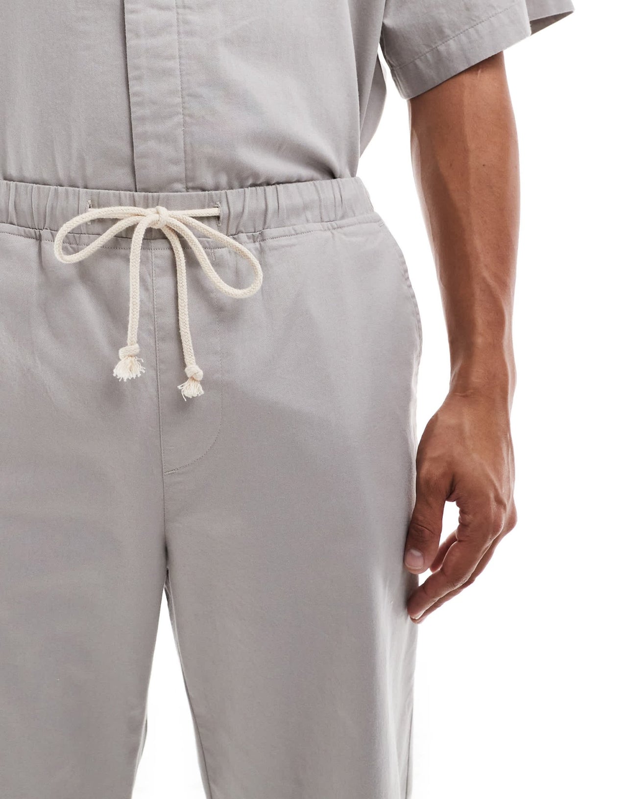 ASOS DESIGN co - ord wide baggy trousers with elasticated waist in neutral - ASOS Sample Sale EU Store