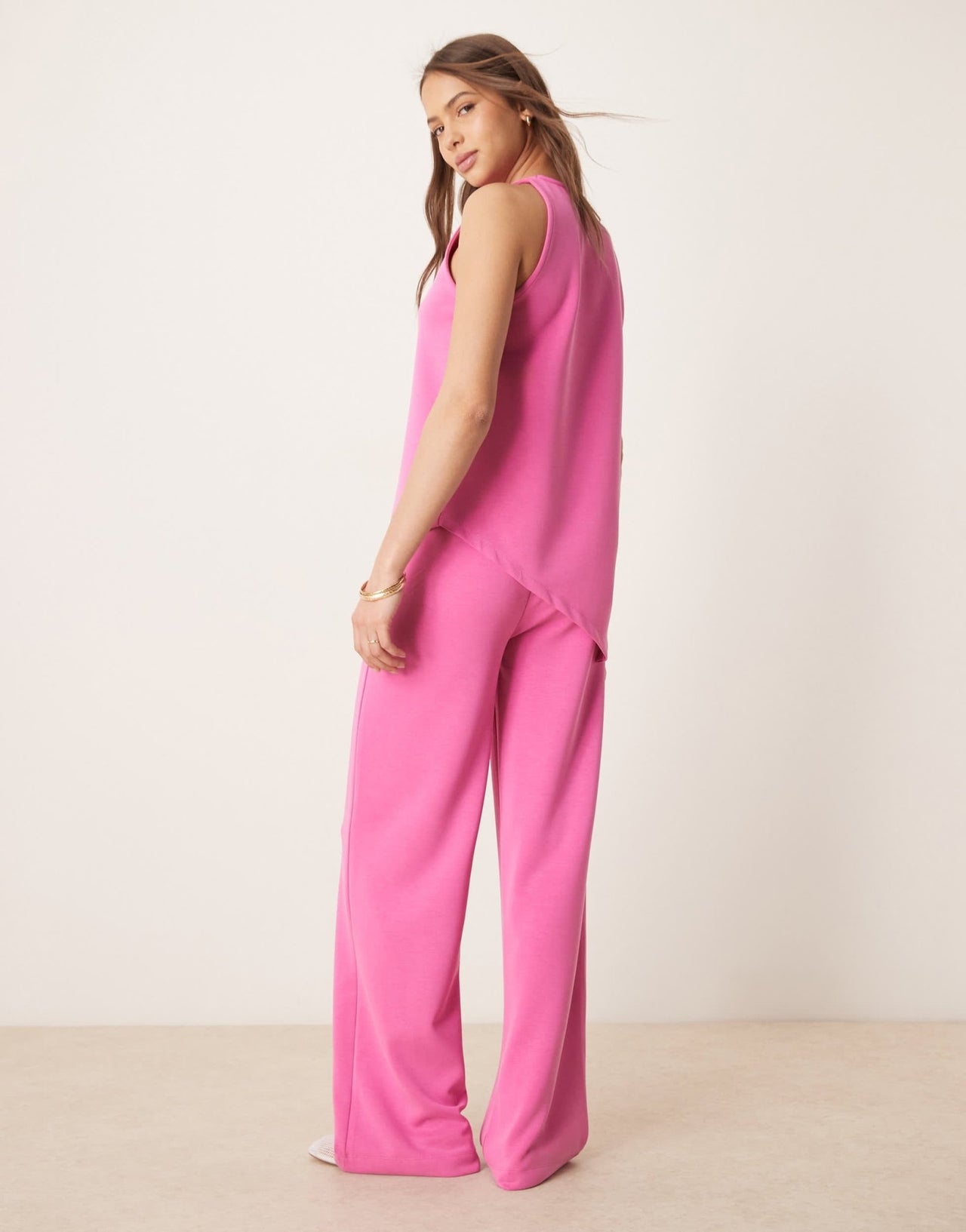 ASOS DESIGN co - ord wide leg cupro trouser in pink - ASOS Sample Sale EU Store
