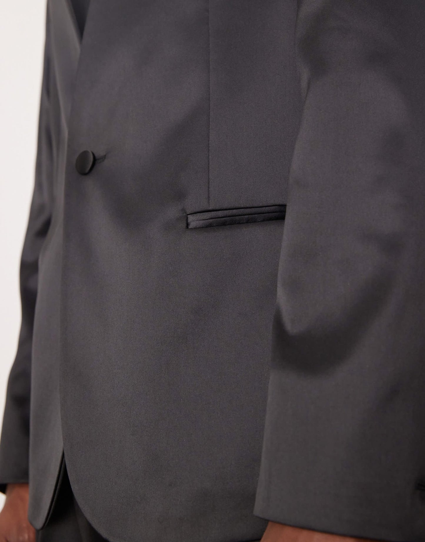 ASOS DESIGN collarless new skinny suit jacket in black satin - ASOS Sample Sale EU Store