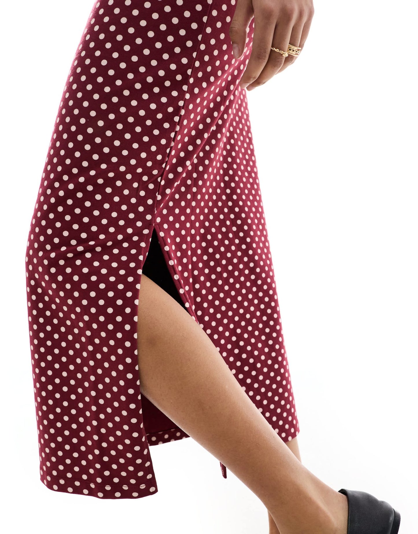 ASOS DESIGN column midi skirt co - ord in burgundy polka dot print - ASOS Sample Sale EU Store