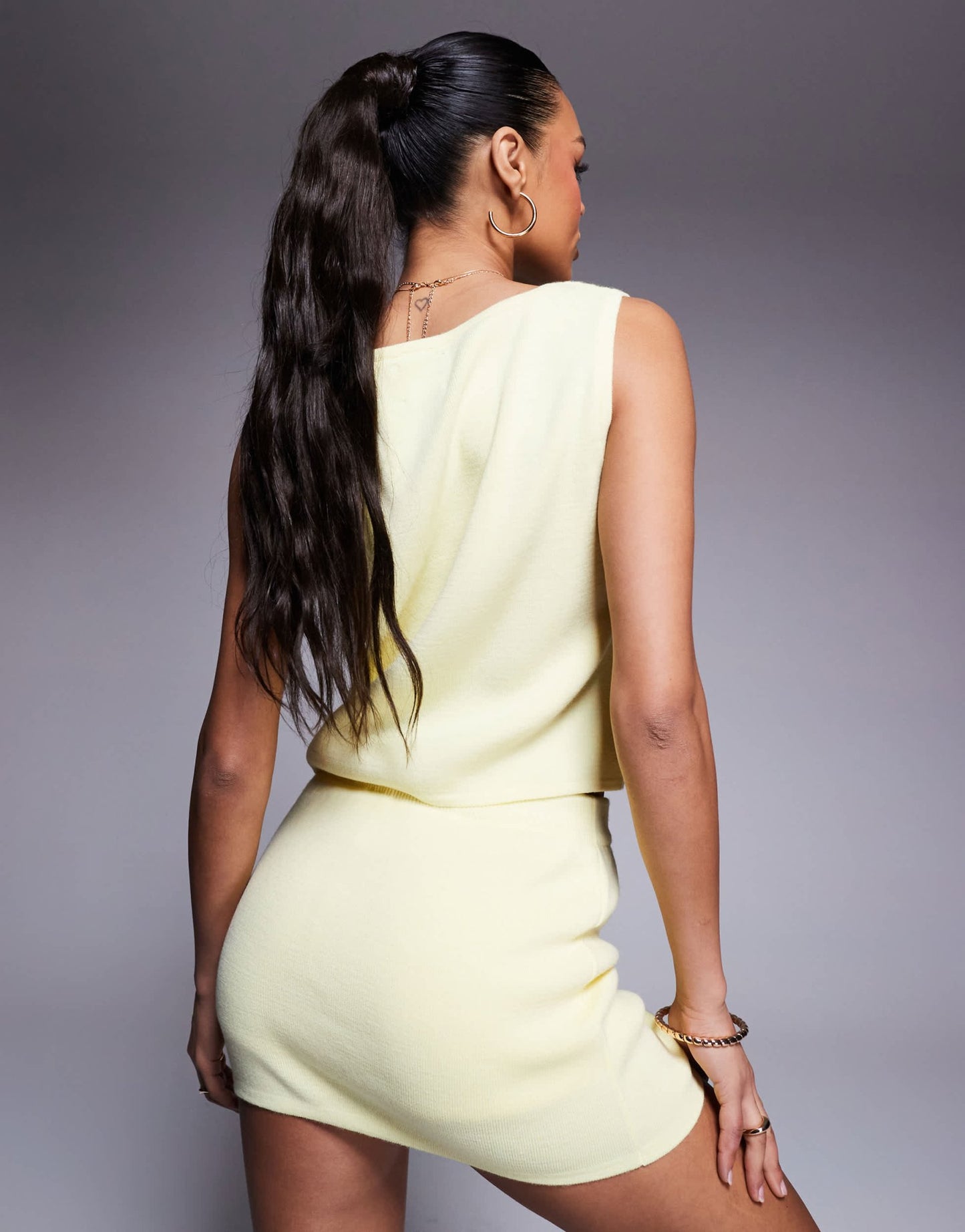 ASOS DESIGN compact knit slash neck top co - ord in buttermilk yellow - ASOS Sample Sale EU Store