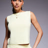 ASOS DESIGN compact knit slash neck top co-ord in buttermilk yellow