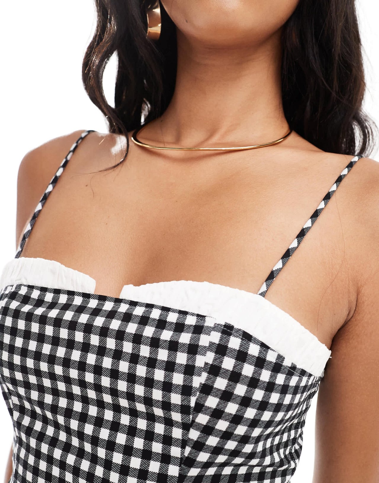 ASOS DESIGN contrast bust cami top in mono gingham co ord - ASOS Sample Sale EU Store